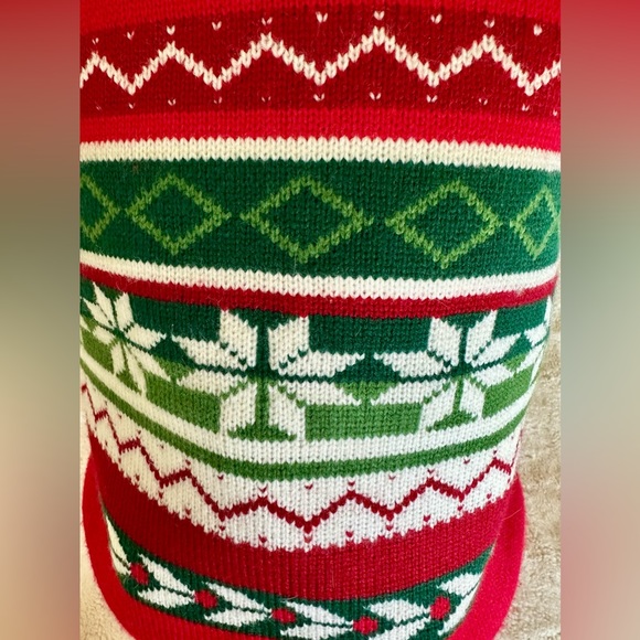 Knit Christmas Basket with handles soft sided | Clean | Green rope handles - Picture 3 of 11